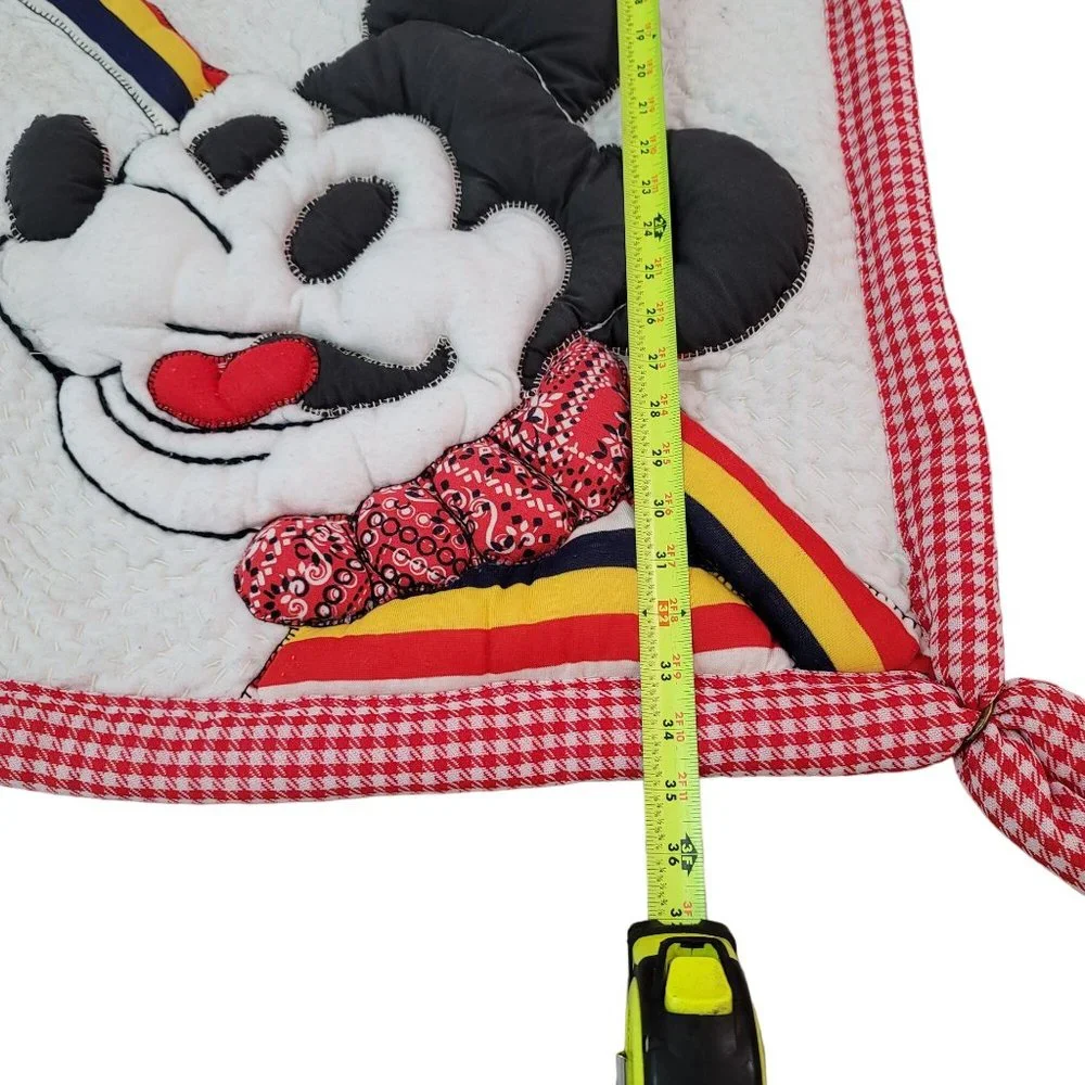 Disney hand made quilted mickey mouse wall tapestry fabric art vintage balloons